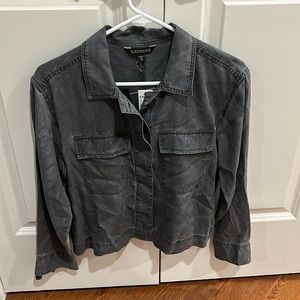Gray/black cropped button down from Express. New with tags